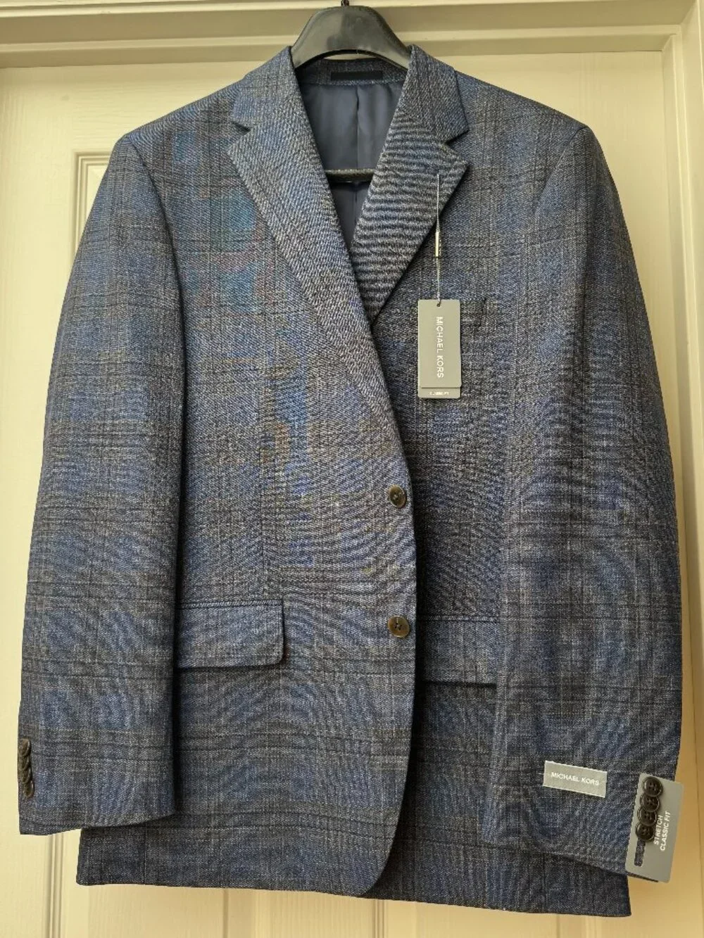 Michael Kors 42R Men’s Dark Blue Plaid Blazer
